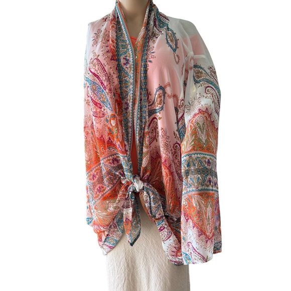 Kimono Floral Boho Chic Floral Print Layering L Size - Picture 2 of 6